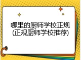 哪里的厨师学校正规(正规厨师学校推荐)