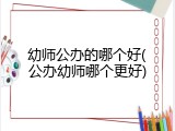 幼师公办的哪个好(公办幼师哪个更好)