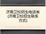 济南卫校招生电话表(济南卫校招生联系方式)