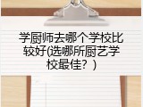 学厨师去哪个学校比较好(选哪所厨艺学校最佳？)