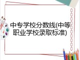 中专学校分数线(中等职业学校录取标准)
