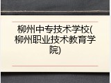 柳州中专技术学校(柳州职业技术教育学院)