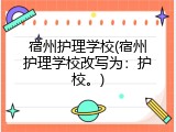 宿州护理学校(宿州护理学校改写为：护校。)