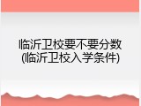 临沂卫校要不要分数(临沂卫校入学条件)