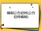 编制公办幼师(公办幼师编制)