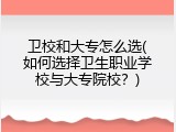 卫校和大专怎么选(如何选择卫生职业学校与大专院校？)