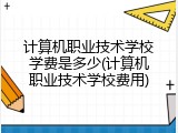 计算机职业技术学校学费是多少(计算机职业技术学校费用)