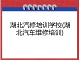 湖北汽修培训学校(湖北汽车维修培训)
