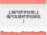 上海汽修学校排(上海汽车维修学校排名)