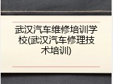 武汉汽车维修培训学校(武汉汽车修理技术培训)