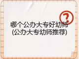 哪个公办大专好幼师(公办大专幼师推荐)