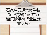 石家庄万通汽修学校就业情况(石家庄万通汽修学校毕业生就业状况)