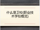 什么是卫校(职业技术学校概览)