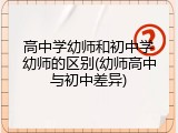 高中学幼师和初中学幼师的区别(幼师高中与初中差异)