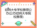 幼师大专学校推荐公办(公办幼师大专院校推荐)