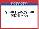 毕节中职学校(毕节中等职业学校)
