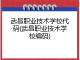 武昌职业技术学校代码(武昌职业技术学校编码)