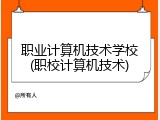 职业计算机技术学校(职校计算机技术)