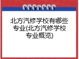 北方汽修学校有哪些专业(北方汽修学校专业概览)