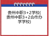 贵州中职3+2学校(贵州中职3+2合作办学学校)