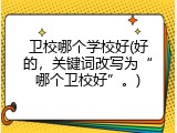 卫校哪个学校好(好的，关键词改写为“哪个卫校好”。)