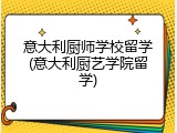意大利厨师学校留学(意大利厨艺学院留学)