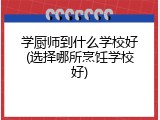 学厨师到什么学校好(选择哪所烹饪学校好)