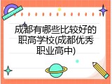 成都有哪些比较好的职高学校(成都优秀职业高中)