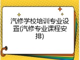 汽修学校培训专业设置(汽修专业课程安排)