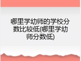 哪里学幼师的学校分数比较低(哪里学幼师分数低)