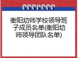 衡阳幼师学校领导班子成员名单(衡阳幼师领导团队名单)
