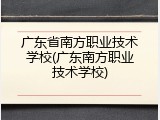 广东省南方职业技术学校(广东南方职业技术学校)