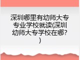 深圳哪里有幼师大专专业学校就读(深圳幼师大专学校在哪？)