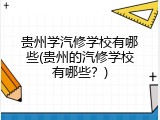 贵州学汽修学校有哪些(贵州的汽修学校有哪些？)