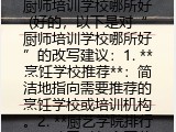 厨师培训学校哪所好(好的，以下是对“厨师培训学校哪所好”的改写建议：1. **烹饪学校推荐**：简洁地指向需要推荐的烹饪学校或培训机构。2. **厨艺学院排行**：暗示对各个厨艺学院进行排名比较。3.