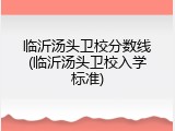 临沂汤头卫校分数线(临沂汤头卫校入学标准)