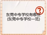 东莞中专学校有哪些(东莞中专学校一览)