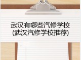 武汉有哪些汽修学校(武汉汽修学校推荐)
