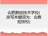 合肥数控技术学校(改写关键词为：合数控技校)