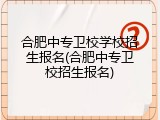 合肥中专卫校学校招生报名(合肥中专卫校招生报名)