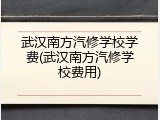 武汉南方汽修学校学费(武汉南方汽修学校费用)