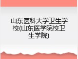 山东医科大学卫生学校(山东医学院校卫生学院)