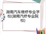 湖南汽车维修专业学校(湖南汽修专业院校)