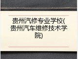 贵州汽修专业学校(贵州汽车维修技术学院)