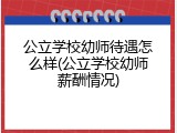 公立学校幼师待遇怎么样(公立学校幼师薪酬情况)