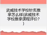 武威技术学校针炙推拿怎么样(武威技术学校推拿课程评价？)