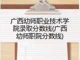 广西幼师职业技术学院录取分数线(广西幼师职院分数线)