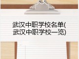 武汉中职学校名单(武汉中职学校一览)