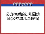 公办性质的幼儿园幼师(公立幼儿园教师)