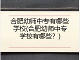 合肥幼师中专有哪些学校(合肥幼师中专学校有哪些？)